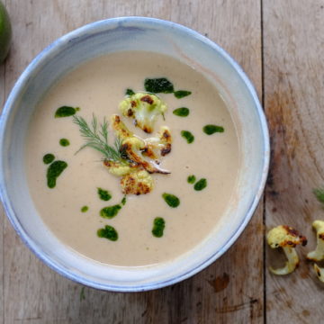 Roasted Cauliflower and Spelt Soup